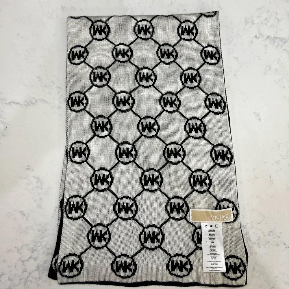 Michael Kors Black and White Monogram Scarf